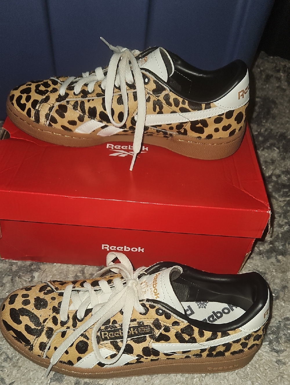 Reebok Leopard Print Low-Top Sneakers - Tan/Black/White
